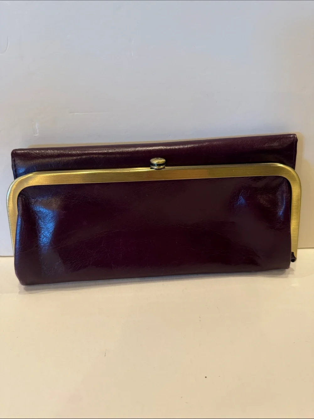 Classic Burgundy Leather Frame Clutch - Unbranded